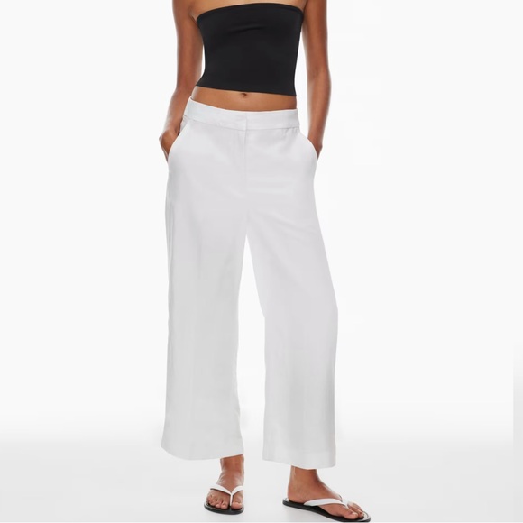 Aritzia wilfred limitless linen cropped pant -WHITE - Picture 1 of 6